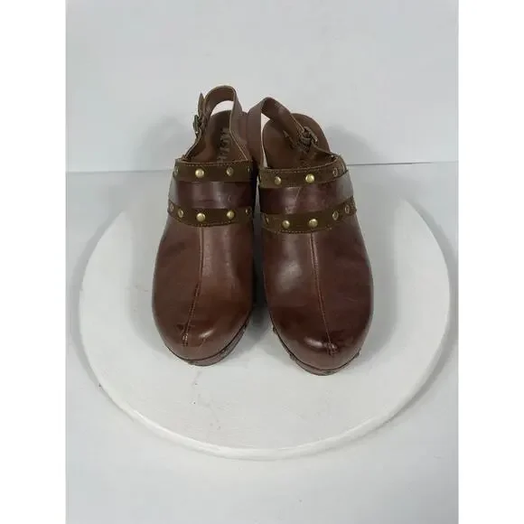 orks Women's Brown Leather Clog Heel Size 8M Q42923 - Picture 4 of 9